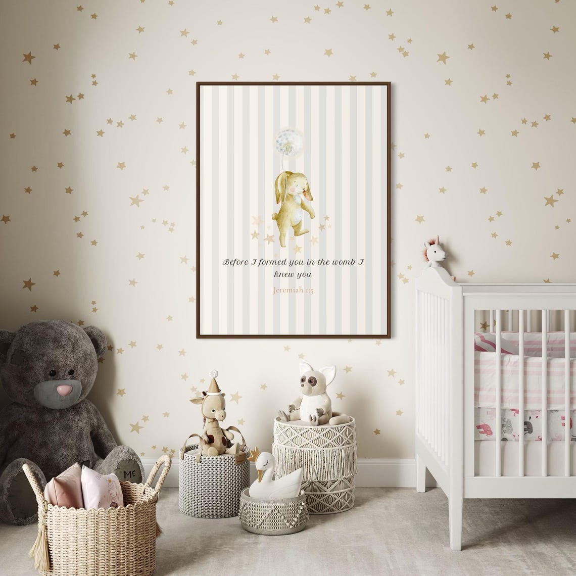 Before I Formed You Jeremiah 1:5 Watercolor Bunny Nursery Poster - Image 3