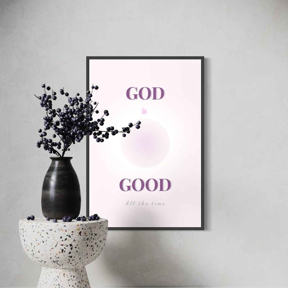 God Is Good All the Time Pink Aura Christian Affirmation Poster for Girls - Image 2