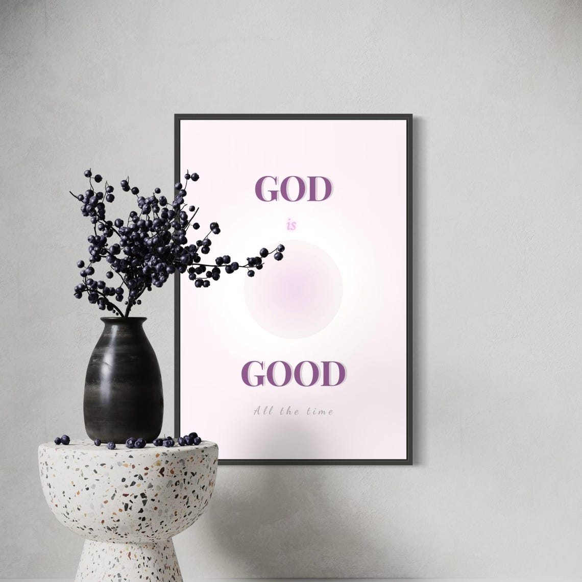 God Is Good All The Time Pink Minimal Christian Wall Art Christian Woman Wall Art Print Christian Woman Gifts Christian Girl Nursery Art - Image 2