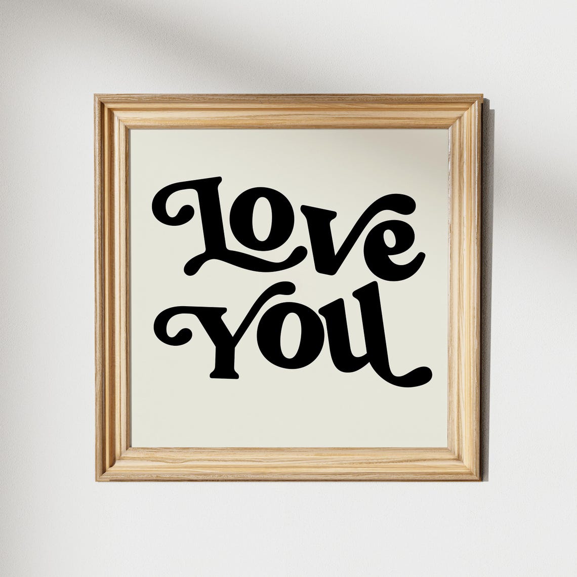 Love You Retro Script Black on Cream Monochrome Typography Poster - Image 2