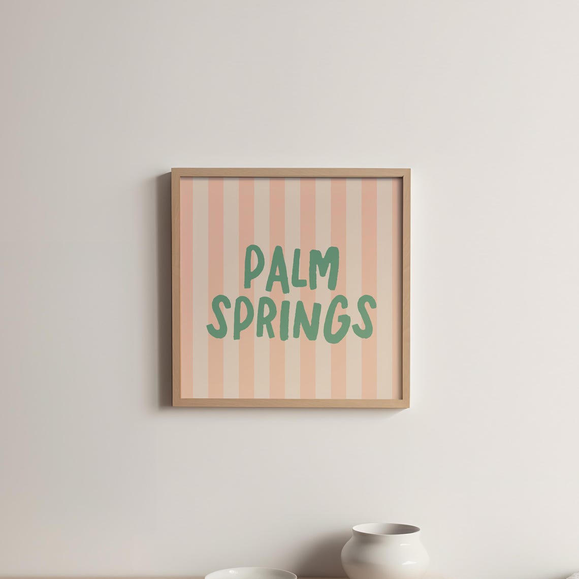 Palm Springs Teal Hand Lettered Pink Striped Square City Travel Poster - Image 5