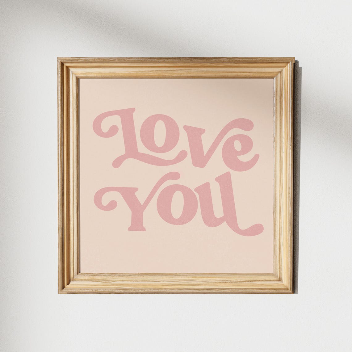 Blush Pink Retro Love You Script Typography on Cream Hallway Poster - Image 2
