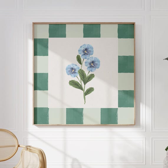 Checker Blue Wildflower Botanical Art Print