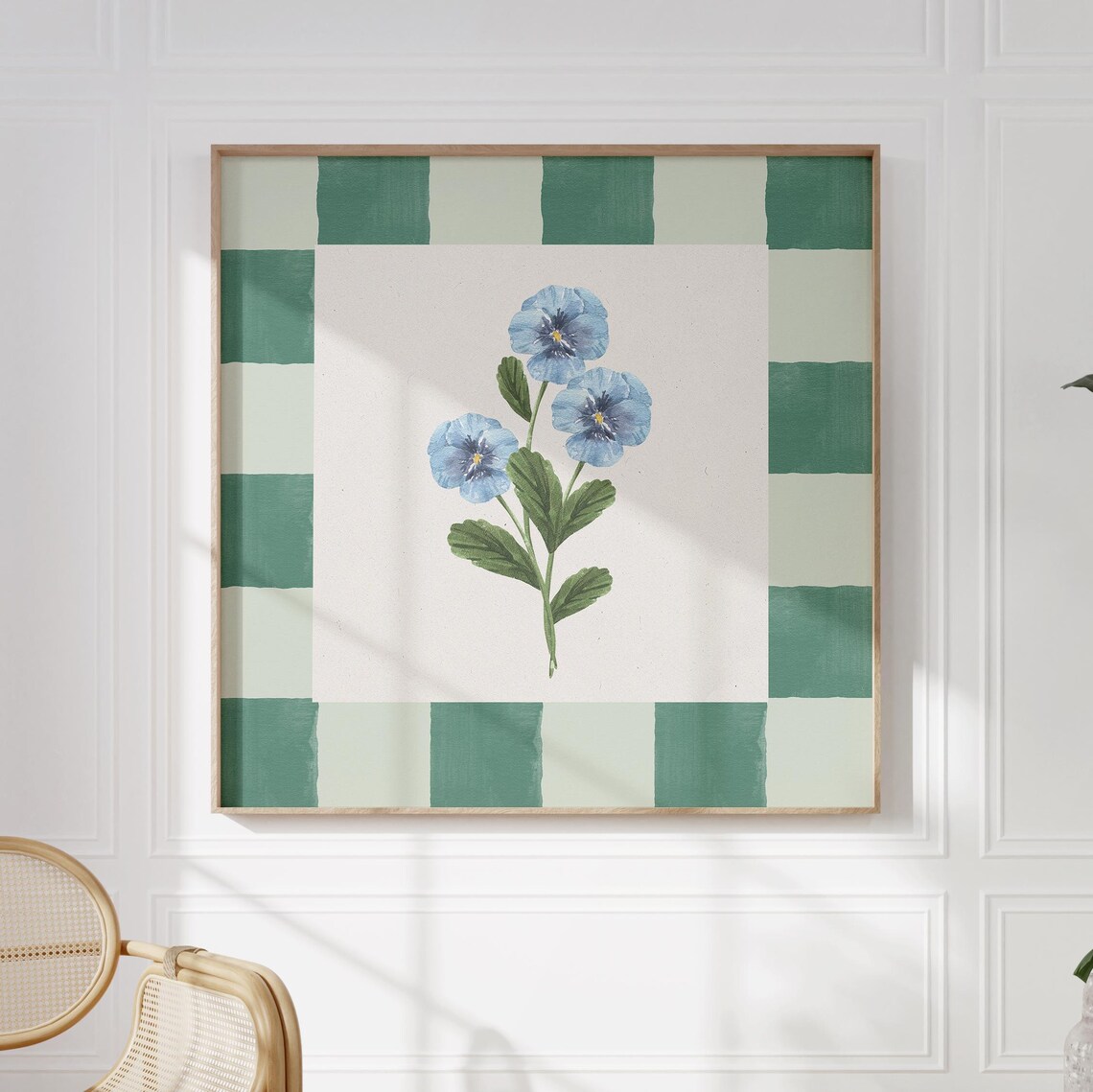 Checker Blue Wildflower Botanical Art Print