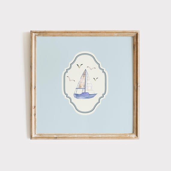 Minimalist Sail Boat Art Print, Coastal Decor