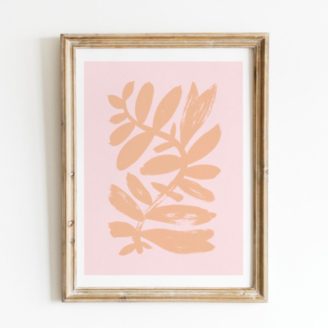 Peach Abstract Botanical Leaves Blush Pink Modern Minimal Poster - Image 2
