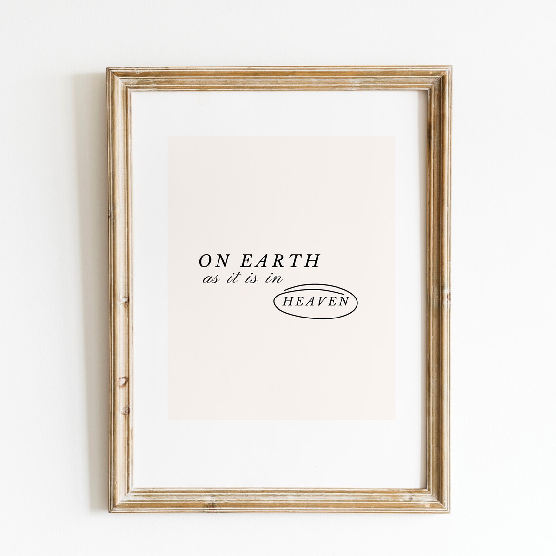 As It Is In Heaven Scripture Art Print, Vintage Typography
