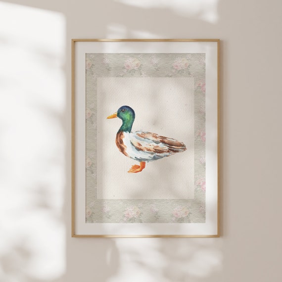 Vintage Duck Wall Art Trendy Decor Abstract Vintage Painting Thin Line Products Blue Toile Nursery Decor Mallard