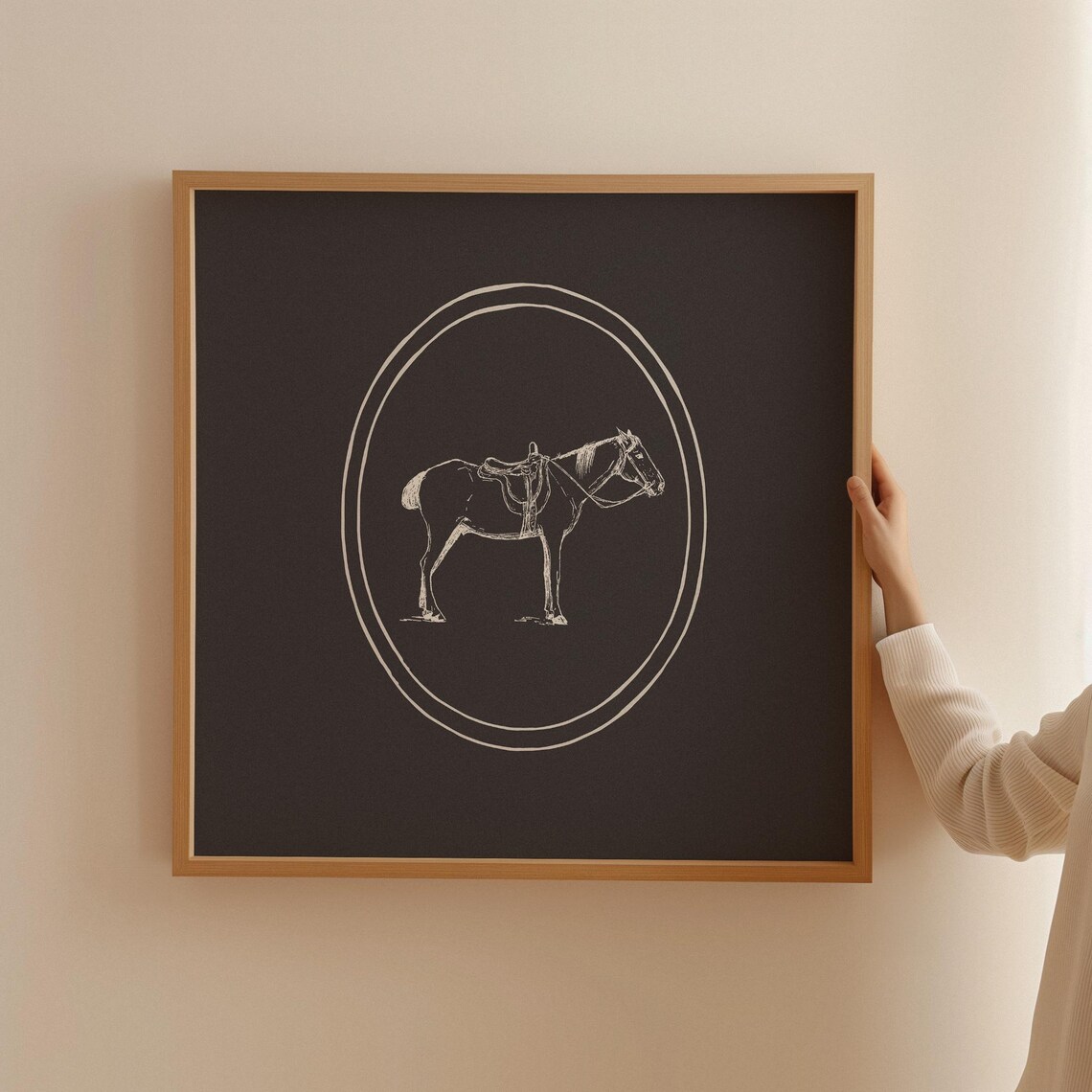 Black Horse Art Print, Trendy Equestrian Decor
