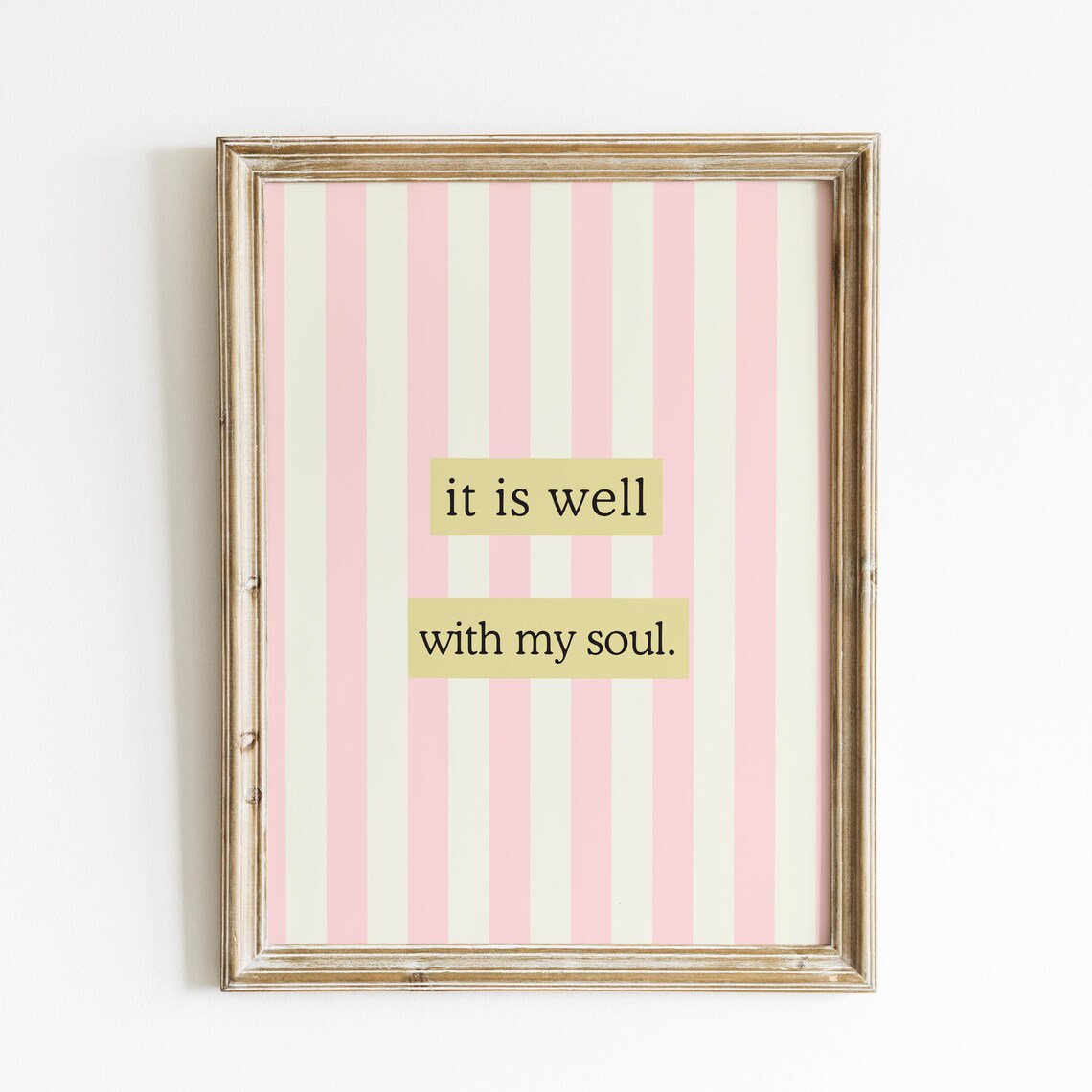 It Is Well With My Soul Poster Pink Striped Hymn Quote Wall Decor