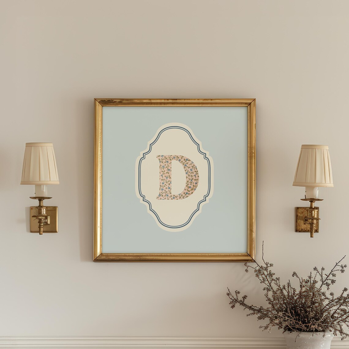 D Square Initial Personalized Watercolor Art Print - Image 5