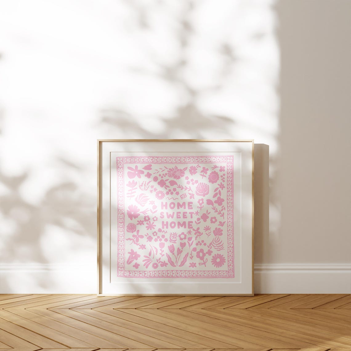Home Sweet Home Pink Floral Bandana Quote Typography Wall Decor Poster - Image 2