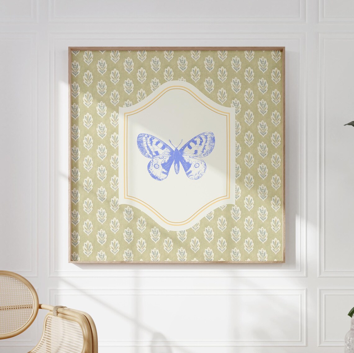 Victorian Style Butterfly Art Print, Blue Thin Line - Image 5