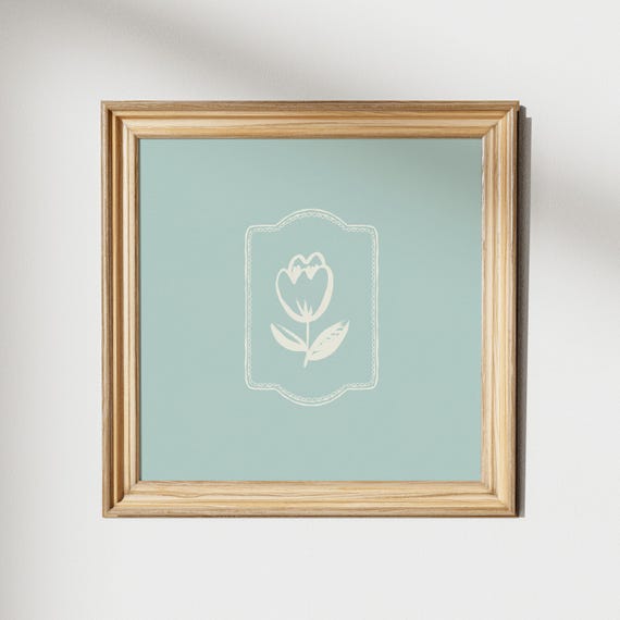 Minimal Sweet Floral Square Print Instant Wall Art Trendy Decor Illustration Living Room Art Nursery Decor