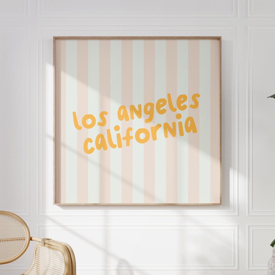 Los Angeles California Pink Striped Hand Lettered Retro Travel Poster - Image 5