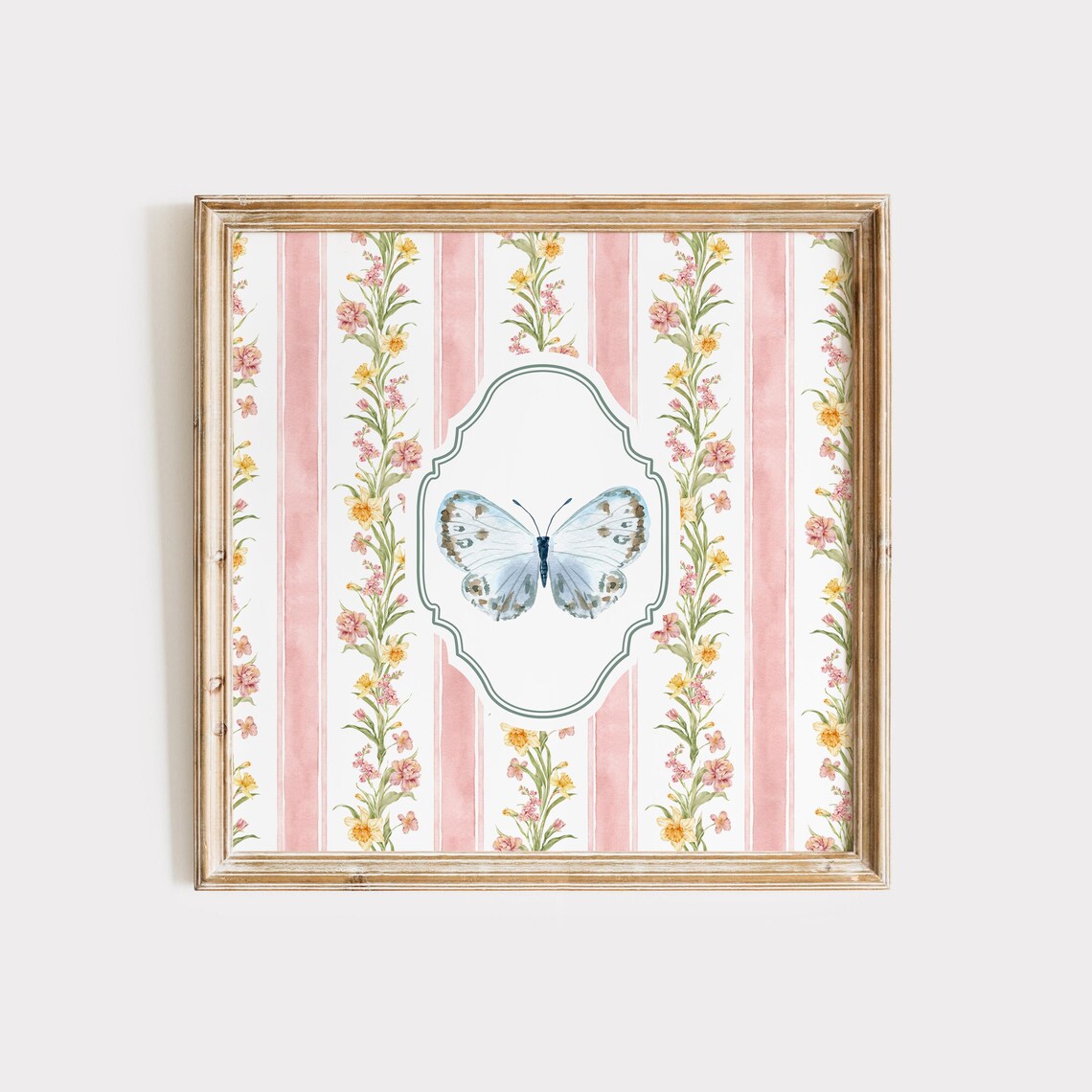 Vintage Butterfly Wallpaper Square Art Print - Image 3
