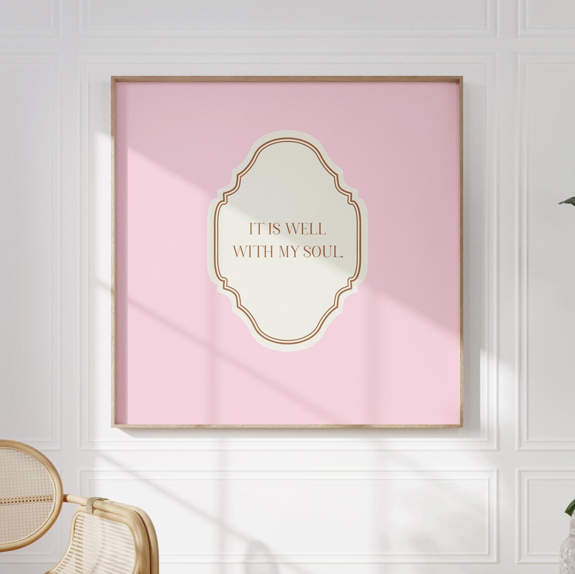 Pink Square It Is Well With My Soul Quote Ornate Faith Poster - Image 3