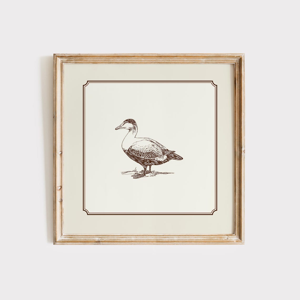Cream Minimal Duckling Engraving Vintage Bird Nursery Poster - Image 2