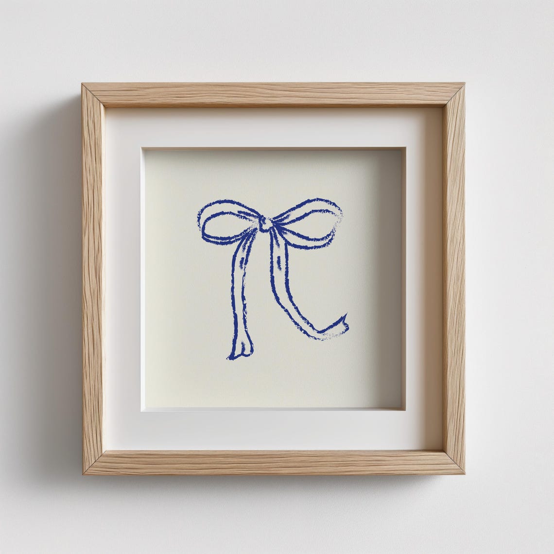 Navy Blue Ribbon Bow Hand Drawn Sketch Cream Square Decor Poster - Image 3