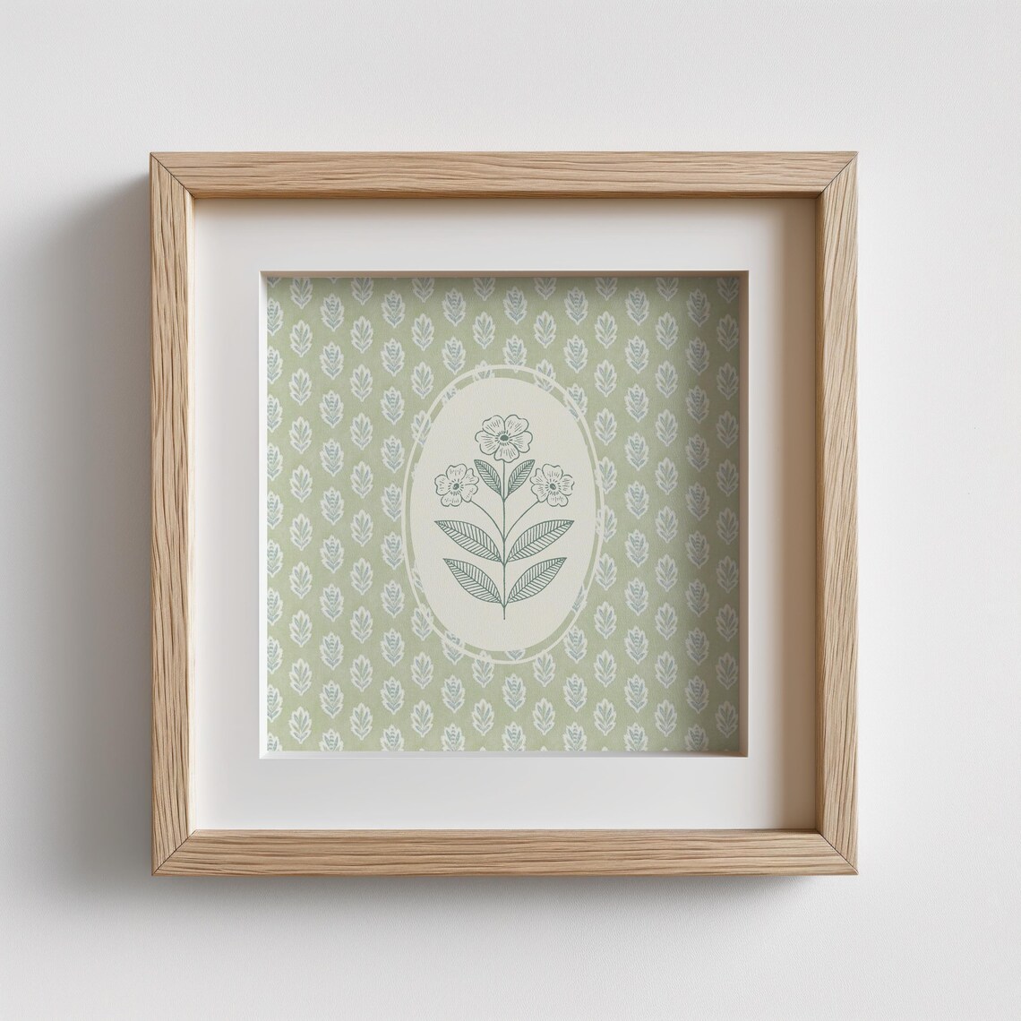 Vintage Floral Wallpaper Square Art Print - Image 3