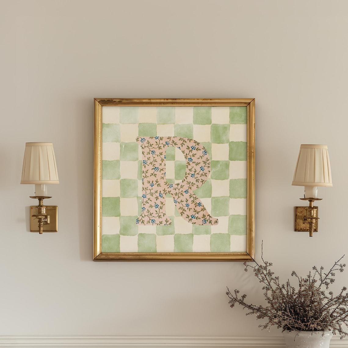 R Square Initial Personalized Watercolor Gift Print - Image 2