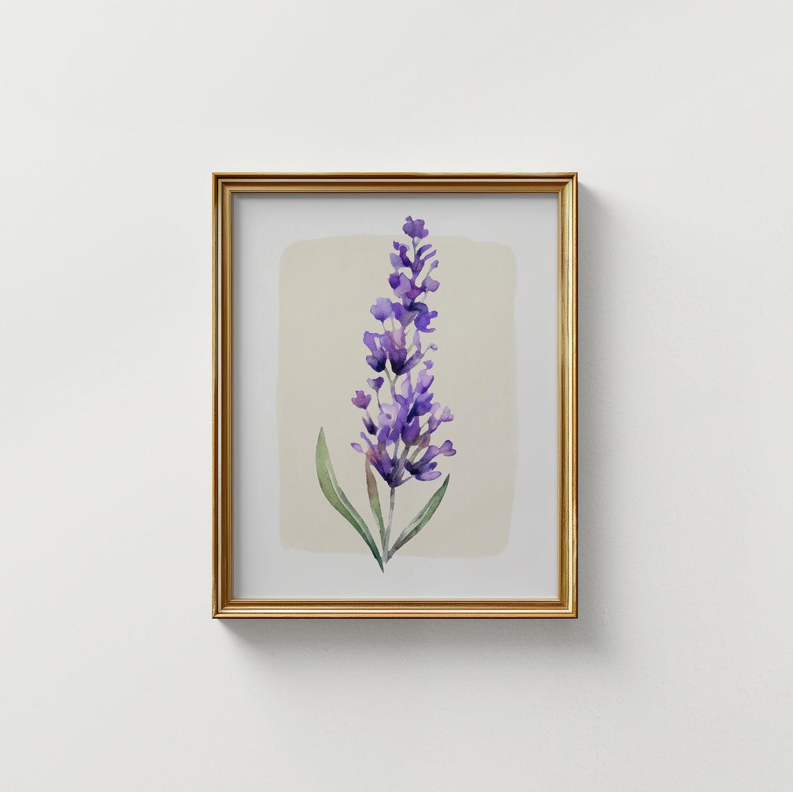 Purple Lavender Sprig Watercolor Minimalist French Botanical Print