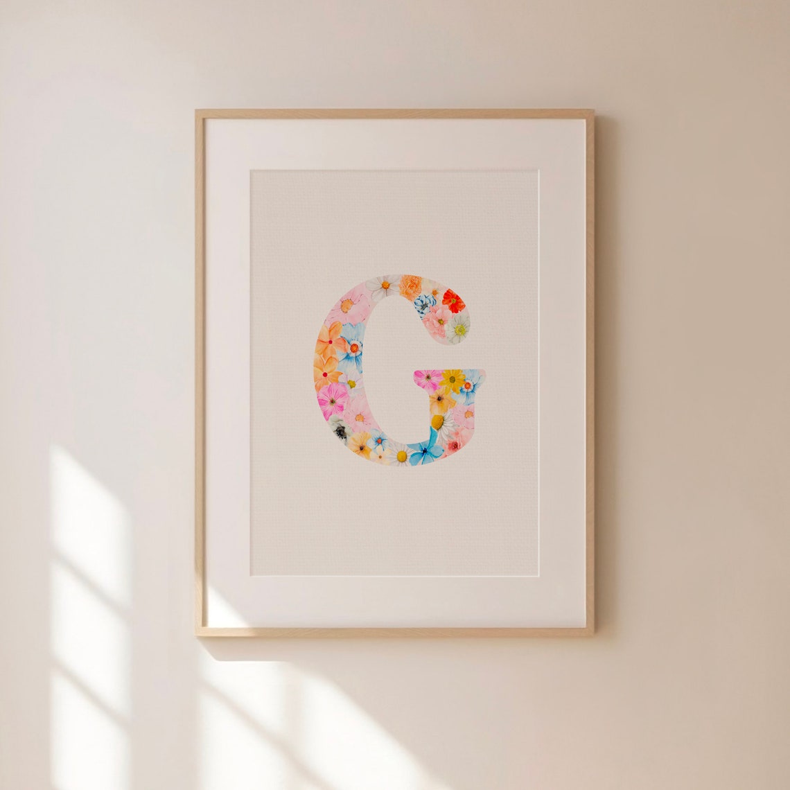 Colorful Watercolor Floral Letter G Initial Monogram Wall Poster - Image 2