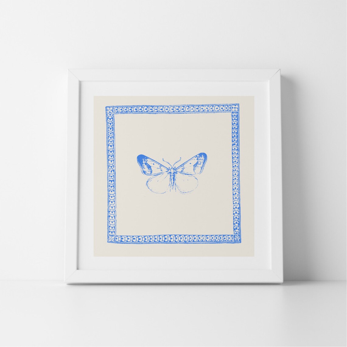 Vintage Cornflower Blue Butterfly Minimal Art Print - Image 2