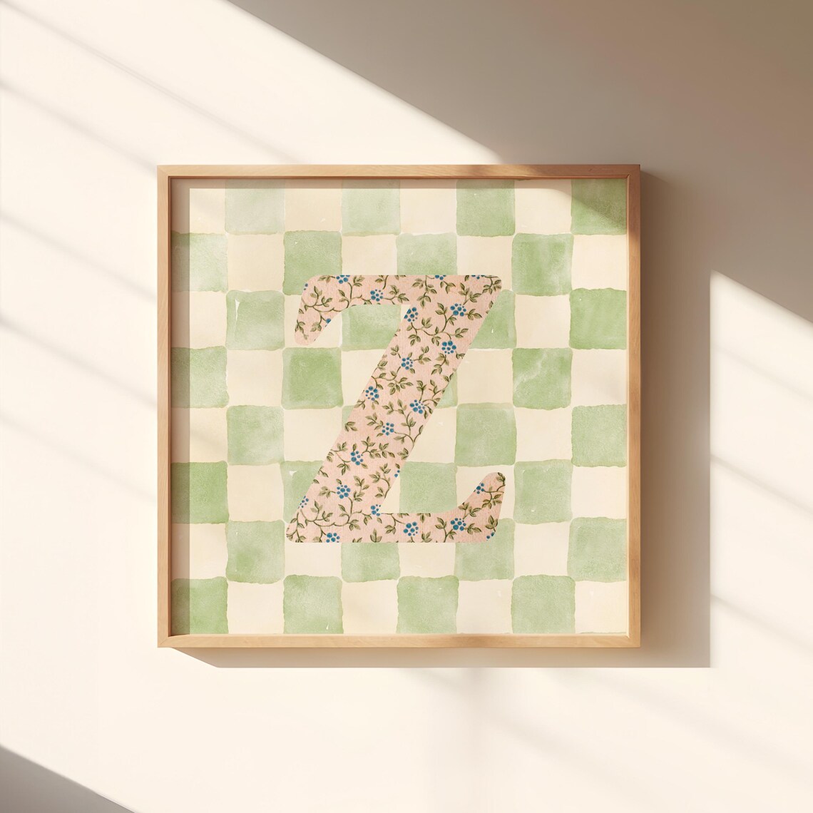 Z Square Initial Personalized Watercolor Gift Print - Image 2
