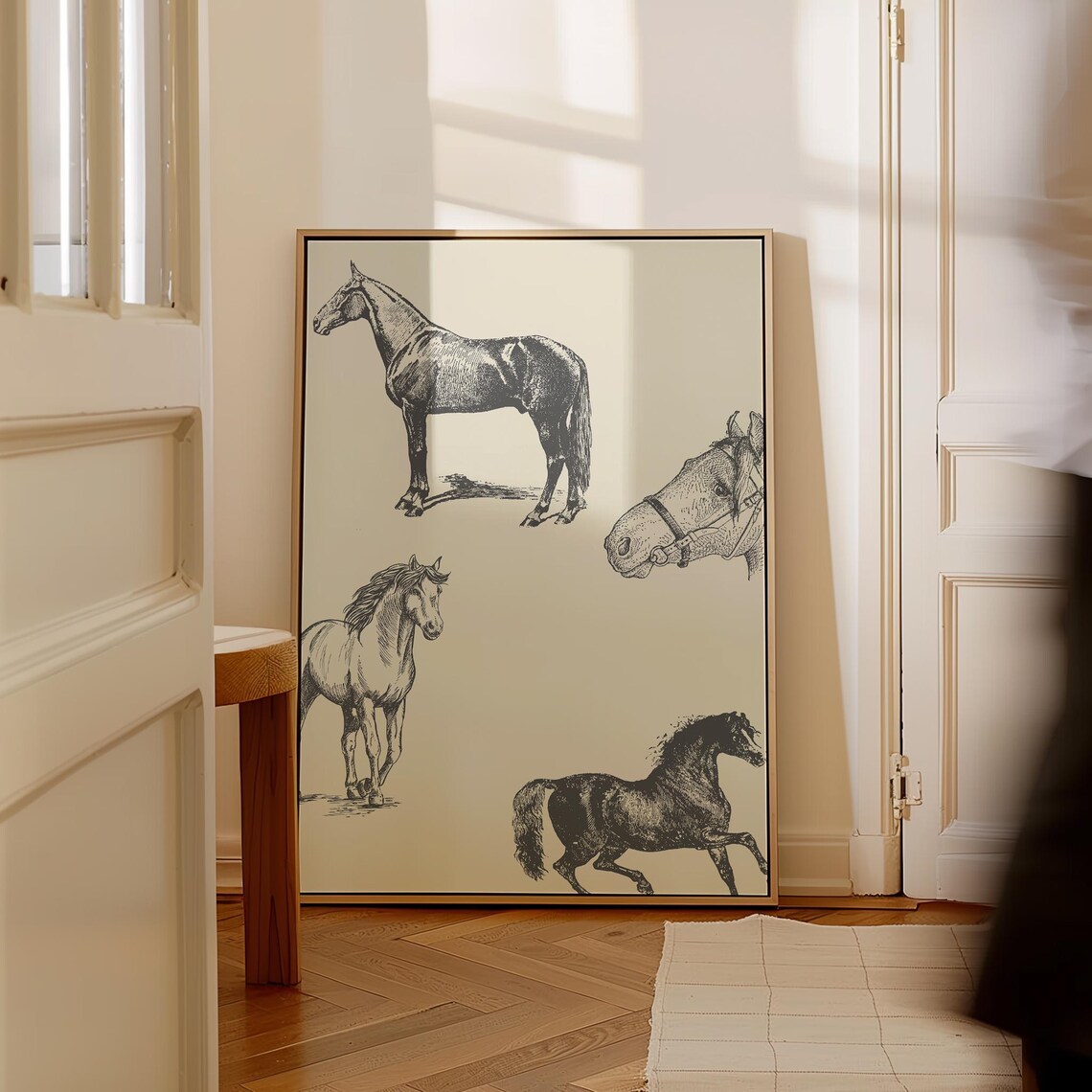 Charcoal Horse Illustration Art Print, Vintage Equestrian