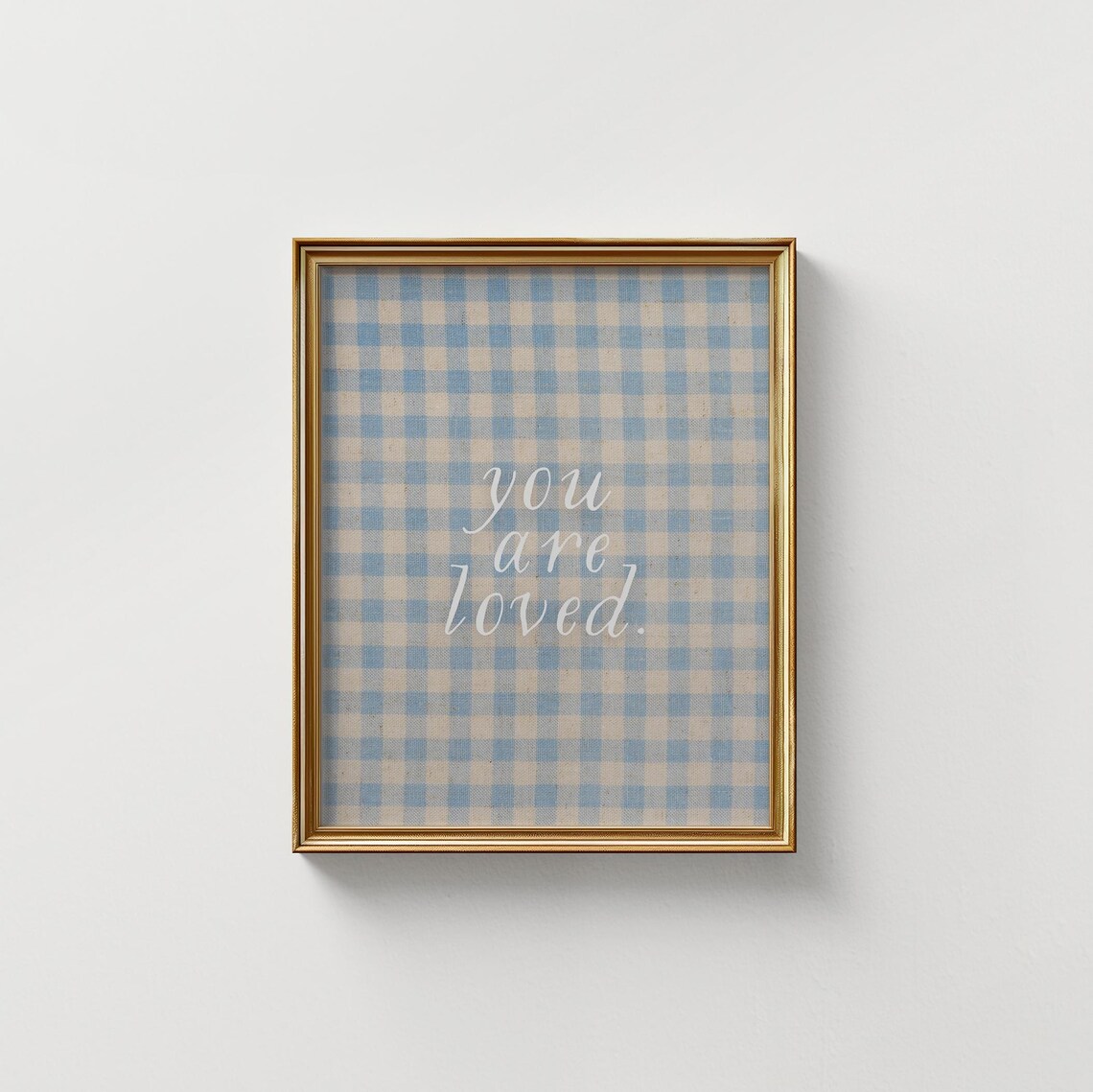 Blue Gingham You Are Loved Art Print, Nursery Decor - Image 2