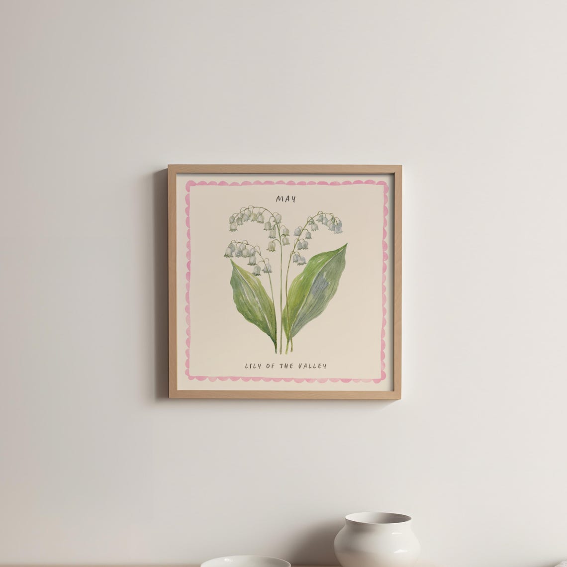 May Lily Of The Valley Birth Flower Watercolor Botanical Wall Art - Image 5