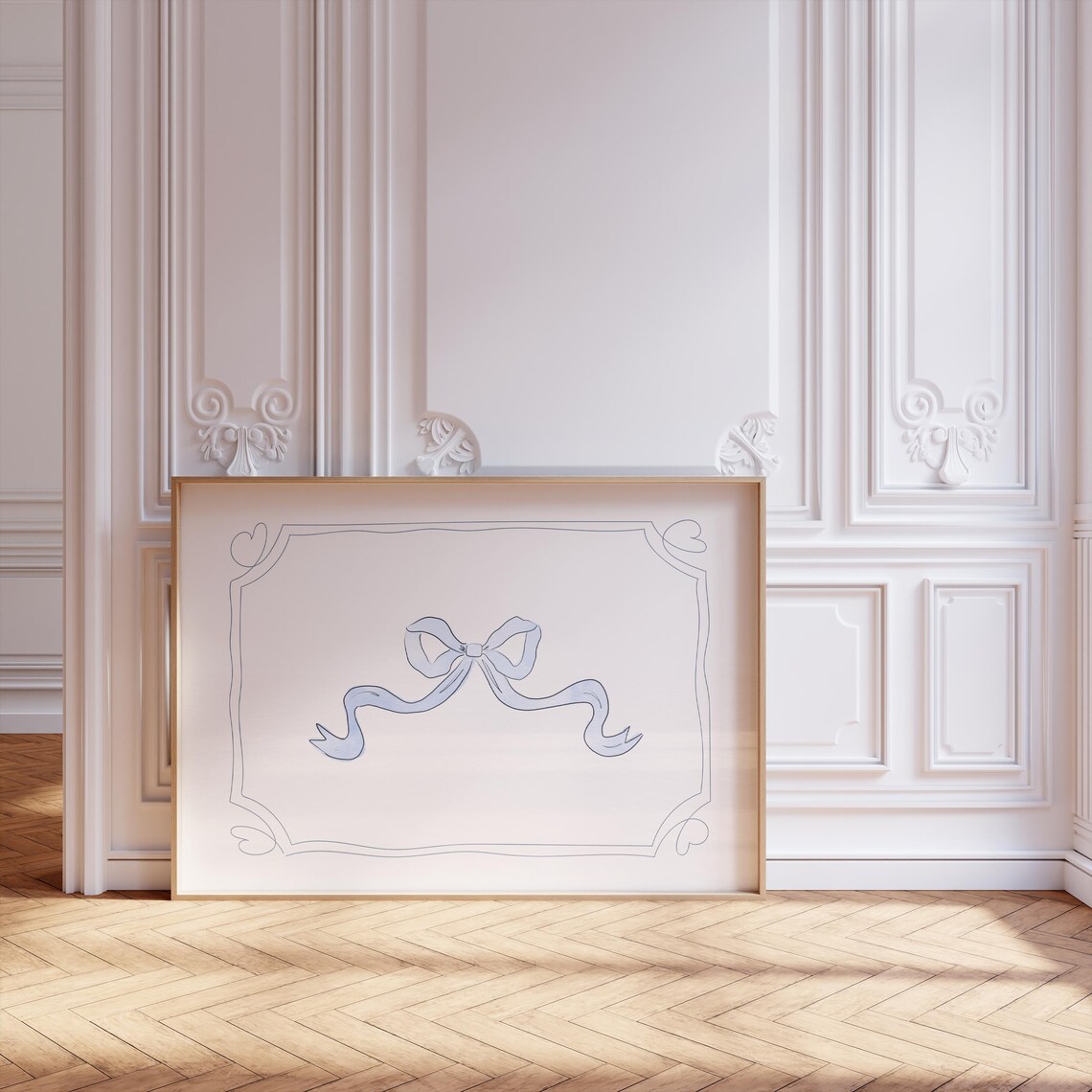 Minimalist Blue Bow Nursery Wall Art Print - Image 2