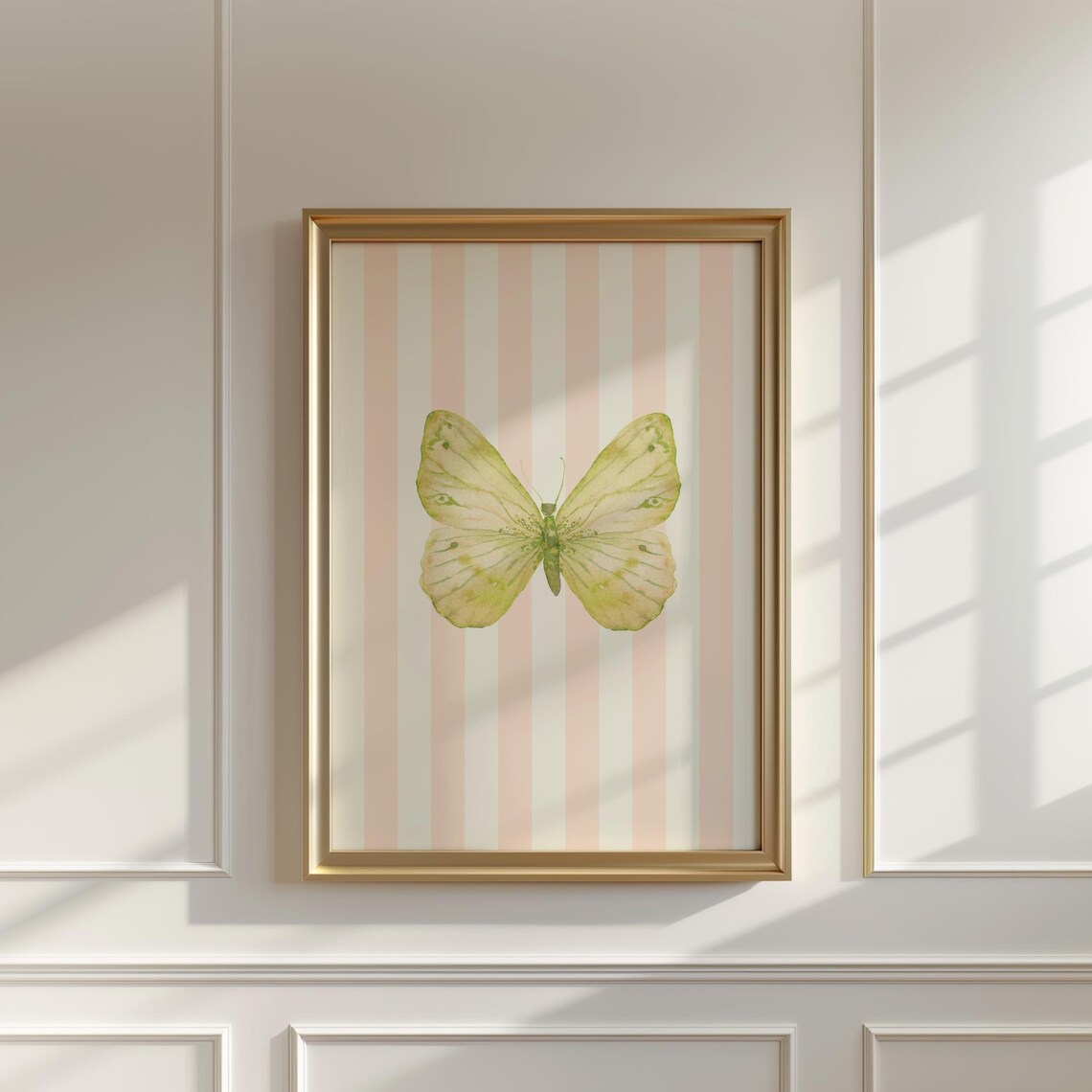 Blush Striped Minimal Butterfly Art Print - Image 3