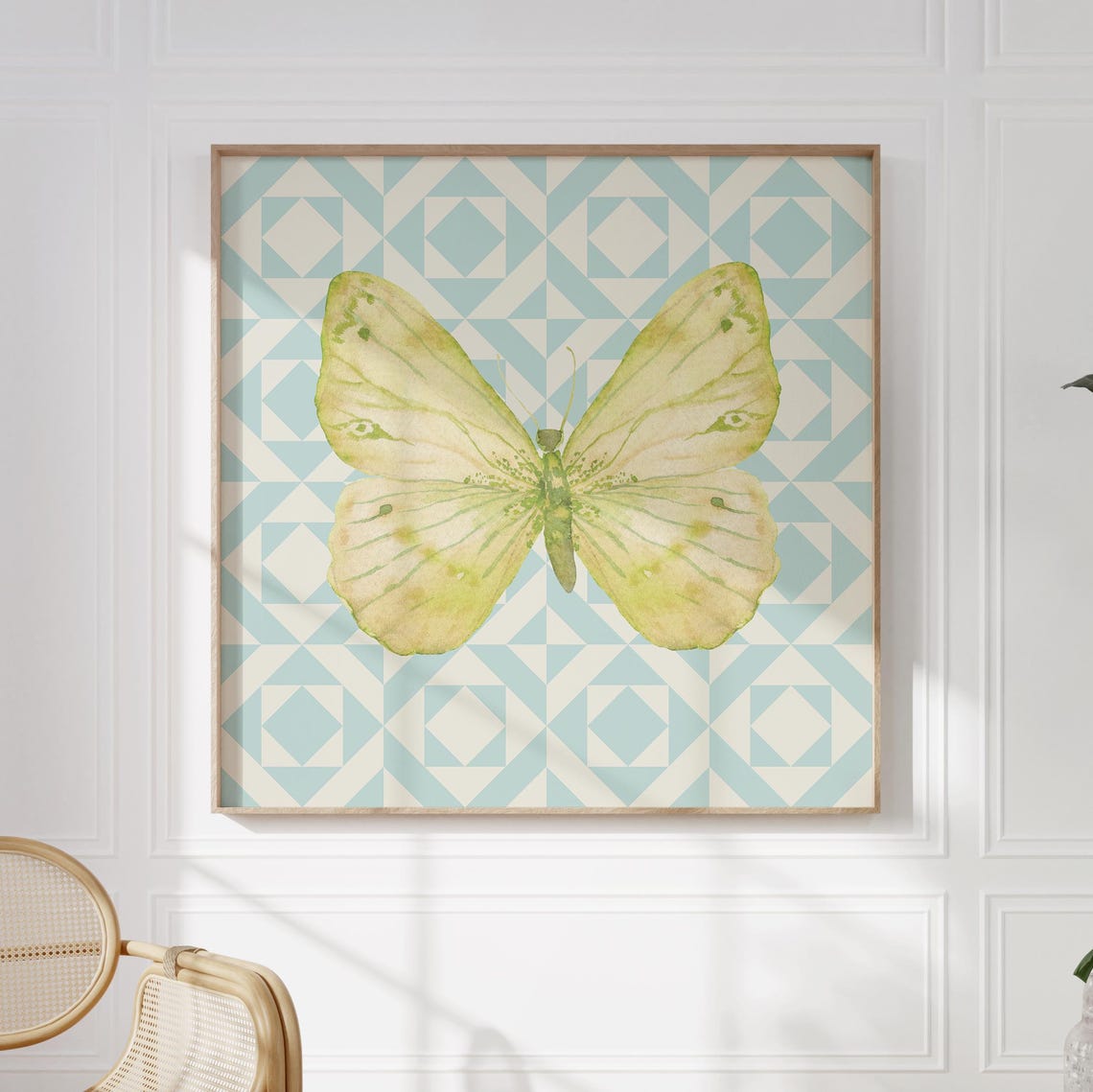 Quilted Butterfly Fun Art Print Wall Art Trendy Decor Cottage Nursery - Image 5