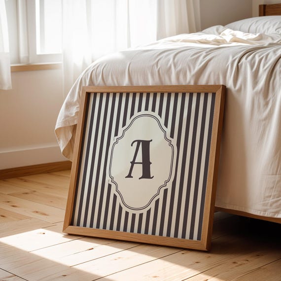 Square Initial Personalized Gift, Watercolor Art Print