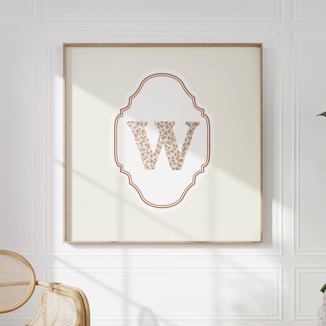 W Square Initial Personalized Gift, Watercolor Art Print - Image 4