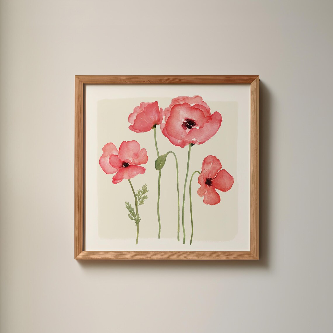 Coral Red Poppy Watercolor Loose Floral Botanical Wall Art Print - Image 2
