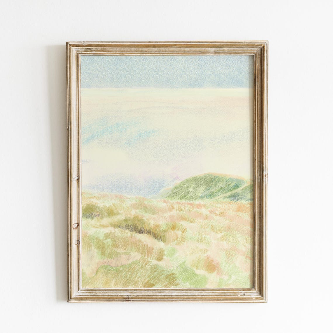 Pastel Meadow Landscape Watercolor Abstract Countryside Wall Art Print - Image 2
