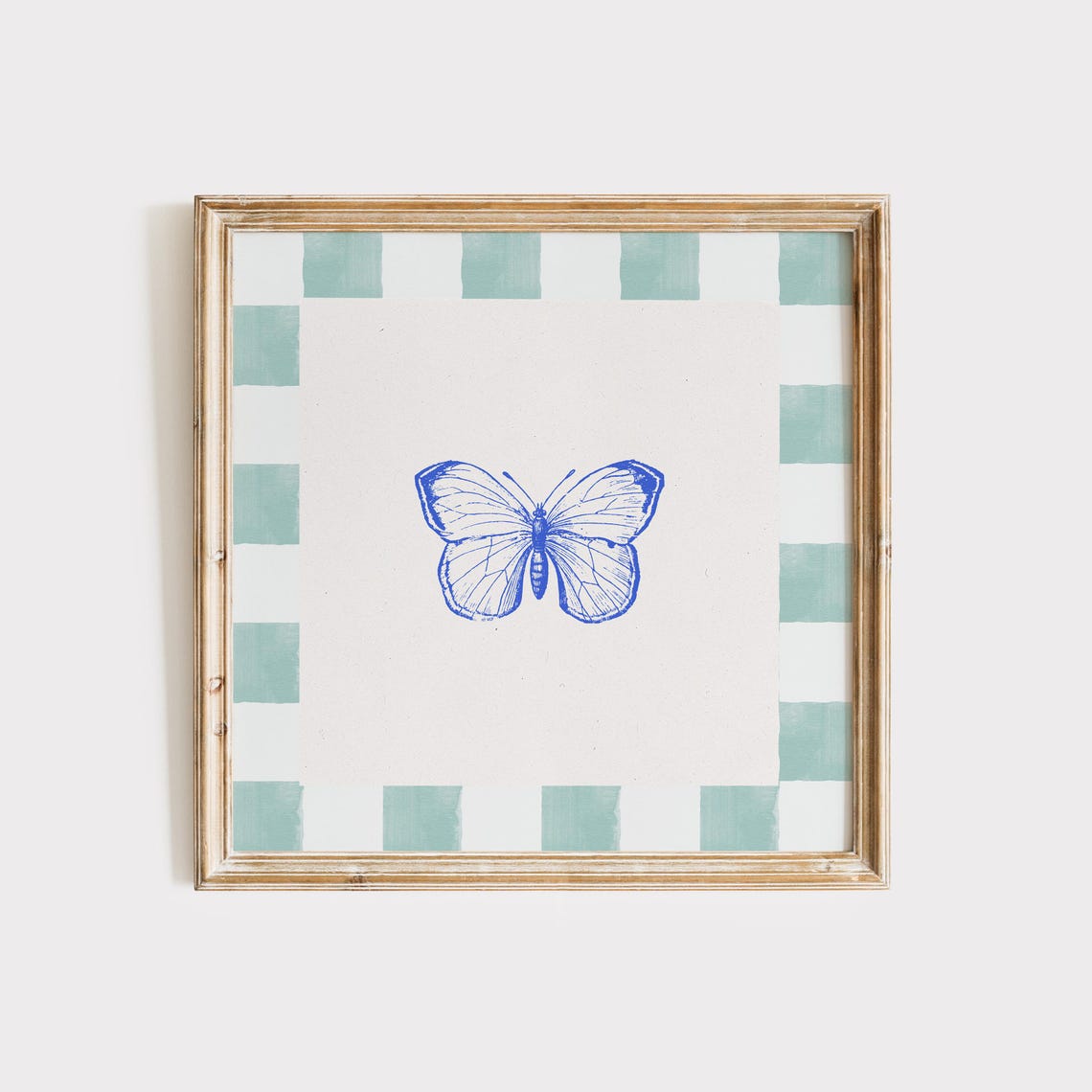 Mint Blue Green Butterfly Print Instant Wall Art Trendy Decor Illustration Living Room Art Nursery Square