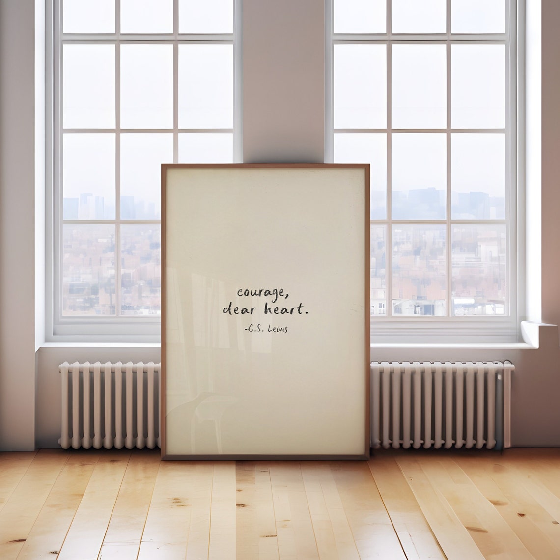 Courage Dear Heart C.S. Lewis Quote Poster with Minimalist Script