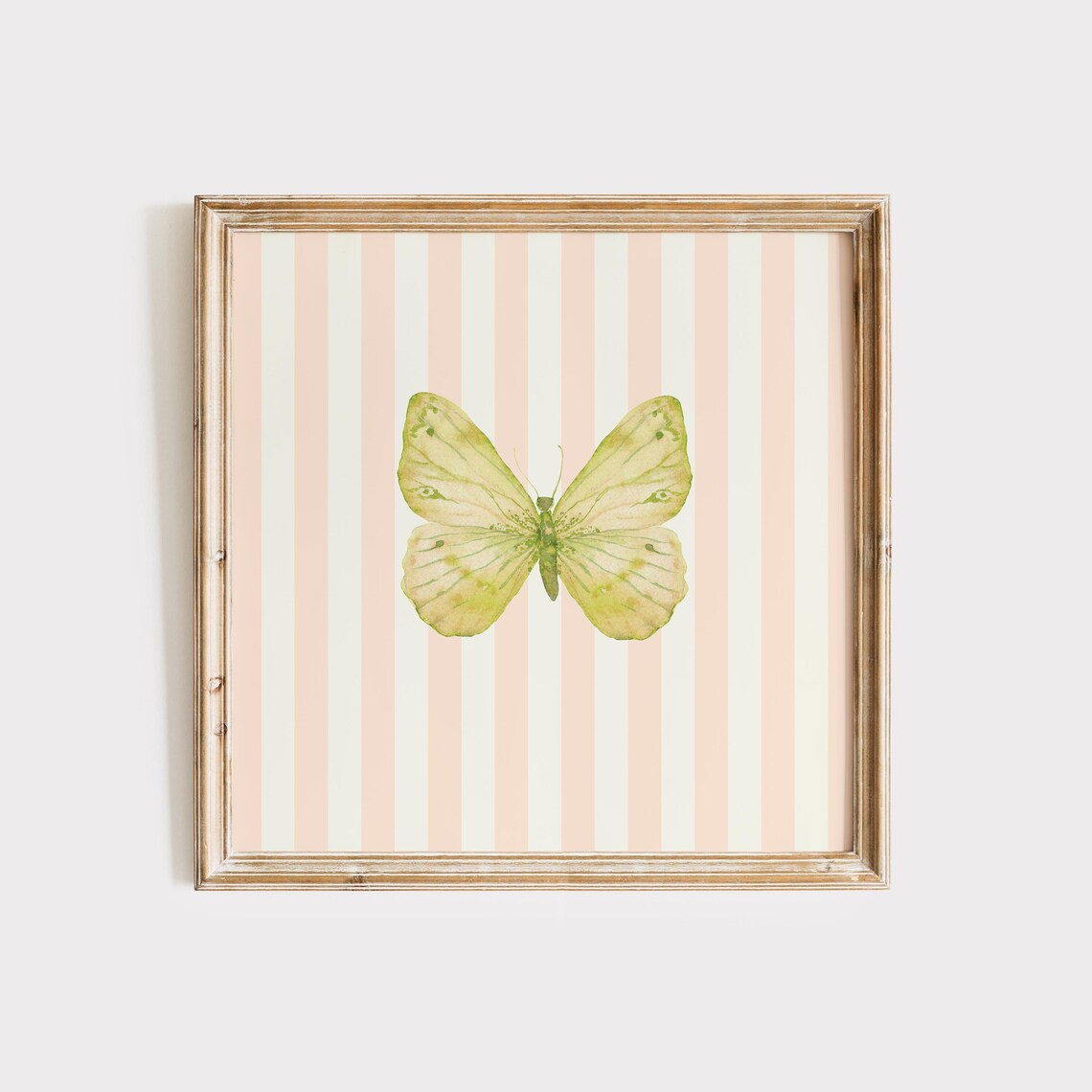 Pink Striped Minimal Butterfly Art Print, Nursery Decor - Image 3