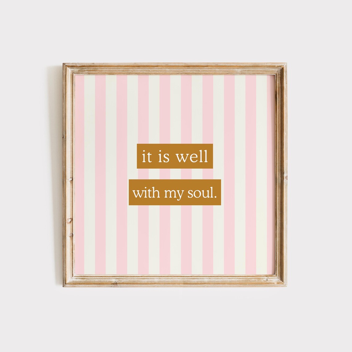 It Is Well With My Soul Quote Poster Pink Striped Christian Decor - Image 4