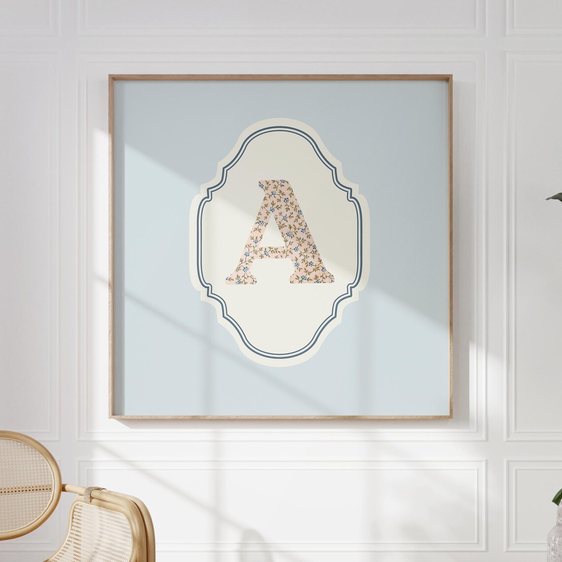 Square Initial Personalized Gift, Watercolor Art Print - Image 4