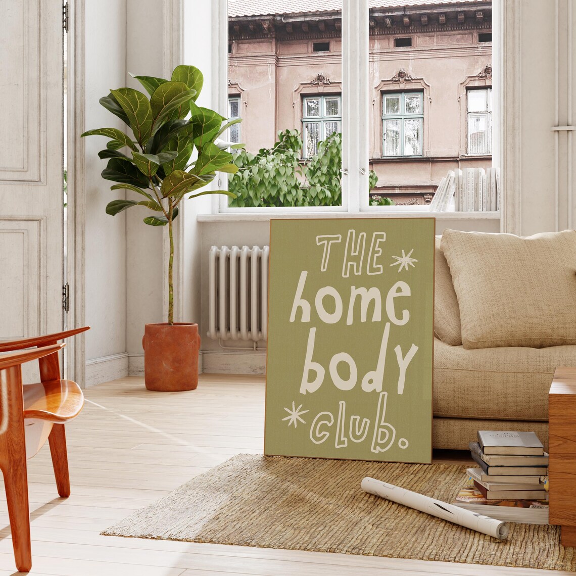 The Homebody Club Olive Green Quote Typography Fun Wall Art Poster - Image 4