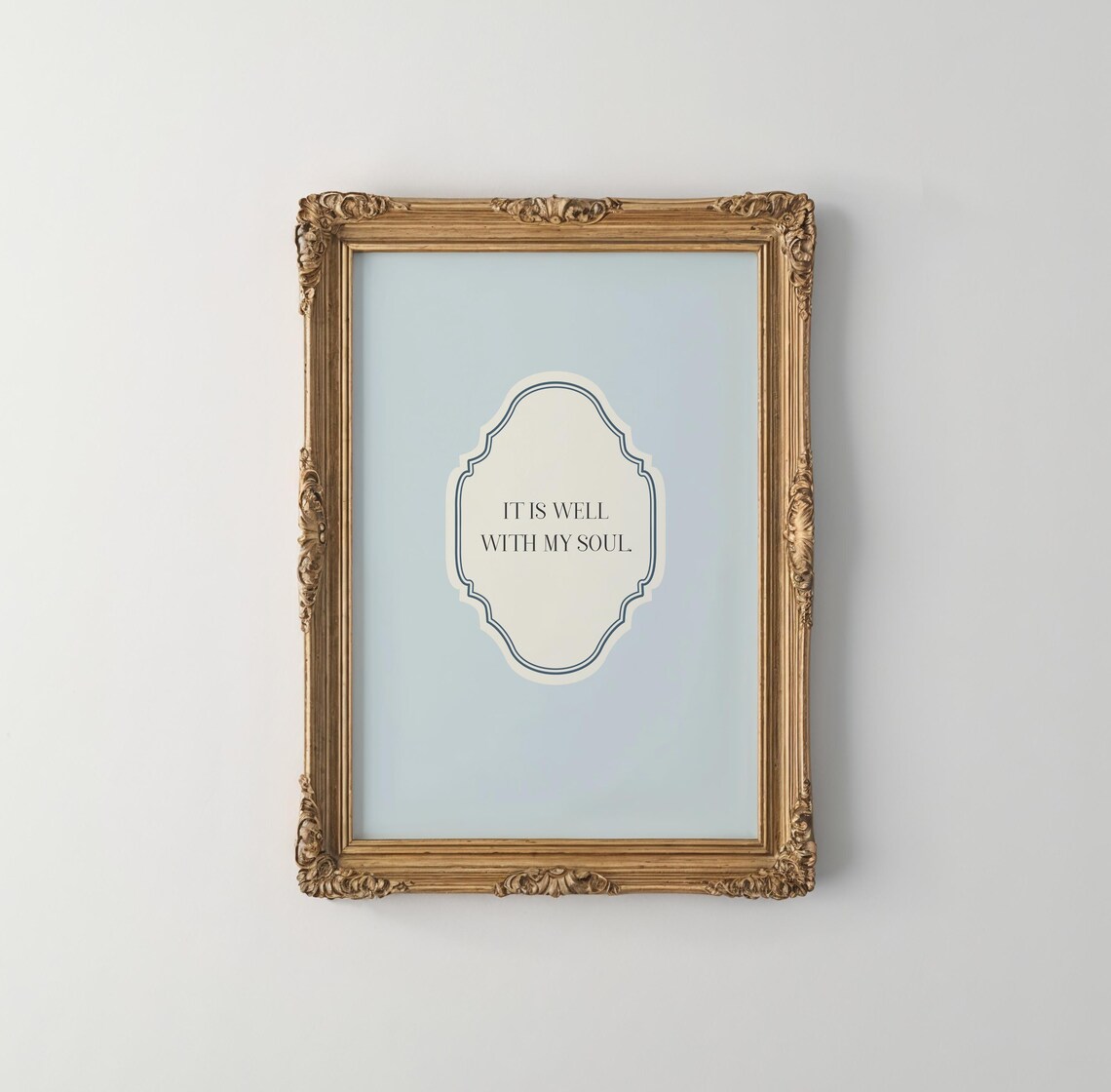 Baby Blue Vertical It Is Well With My Soul Quote Faith Poster - Image 5