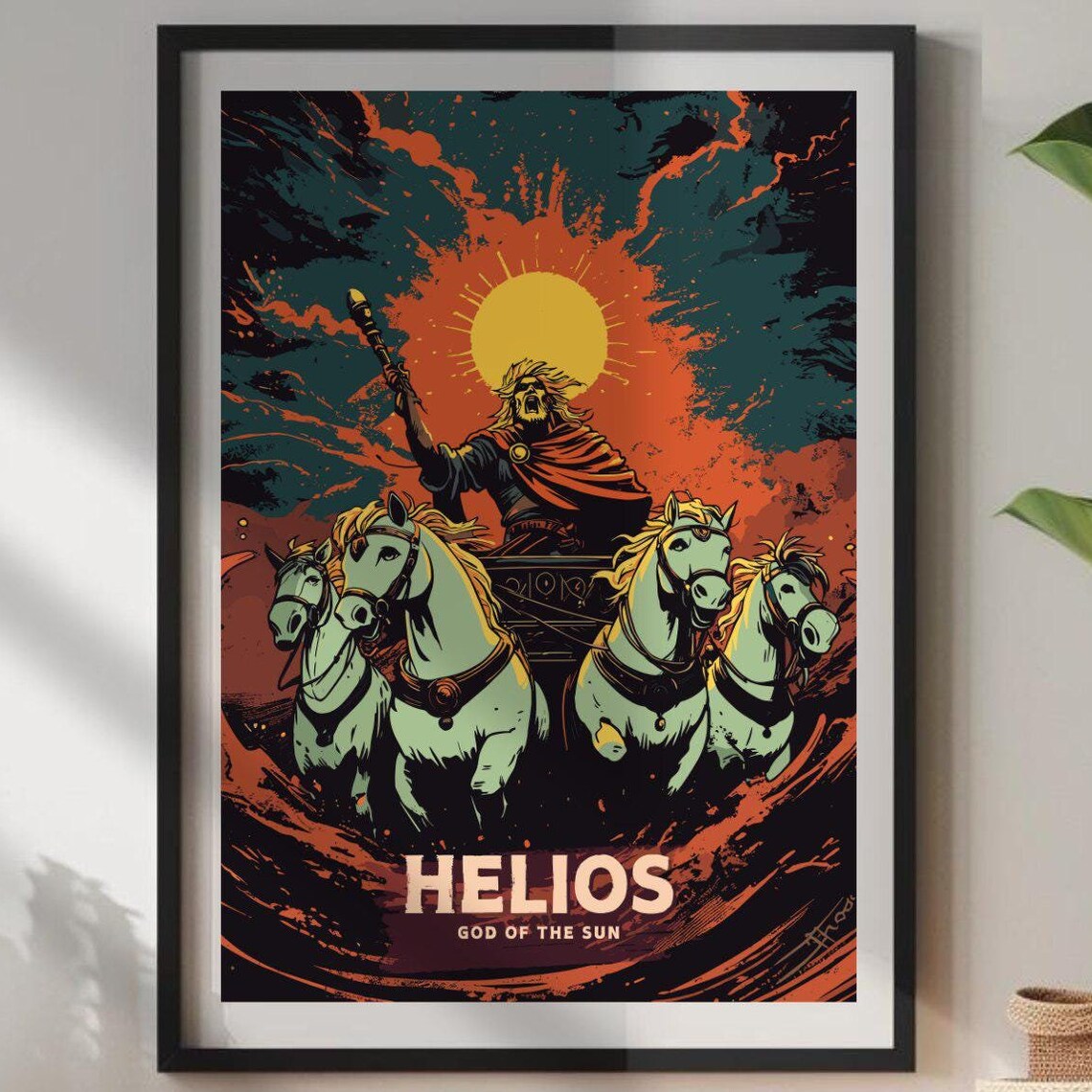 Helios Greek God of the Sun Four Horse Chariot Myth Art Poster