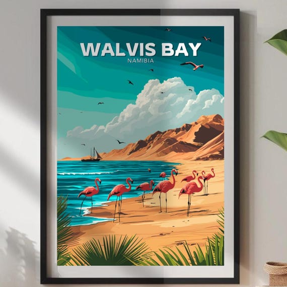 Walvis Bay Travel Poster Port Wall Art Print Africa Home Dcor Namibia