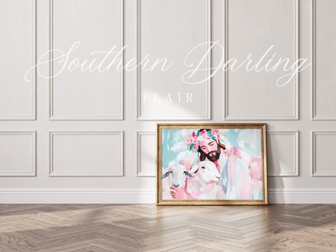 Pastel Abstract Jesus Shepherd Art Print, Modern Bible Art - Image 4