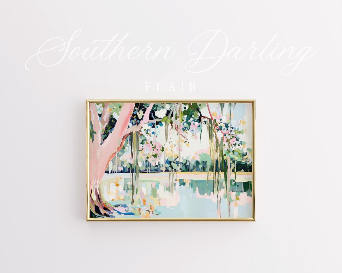 Pastel Tree Over Wetlands, Spring Marsh Art Print - Image 2